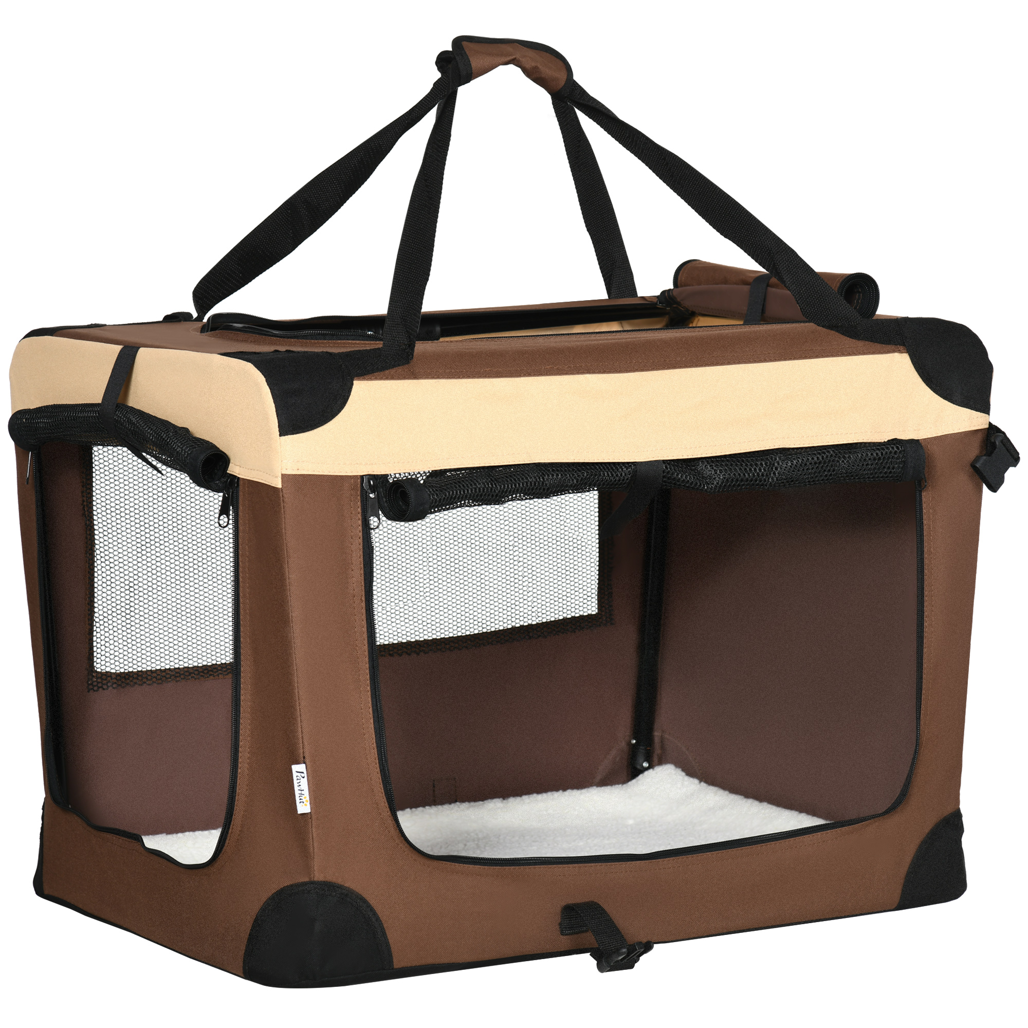 Pawhut sac de transport pour chien chat - siège auto pour chien chat -  housse de siège pour chien chat - déhoussable, sangles ajustables, attache  - coton gris - Conforama