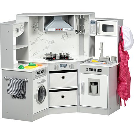 Cuisine Pour Enfant Jeu D'imitation Nombreux Accessoires Rangements Evier Refrigerateur Hotte Lave Linge Gris Blanc Cuisine Pour Enfant Jeu D'imitation Nombreux Accessoires Rangements Evier Refrigerateur Hotte Lave Linge Gris Blanc