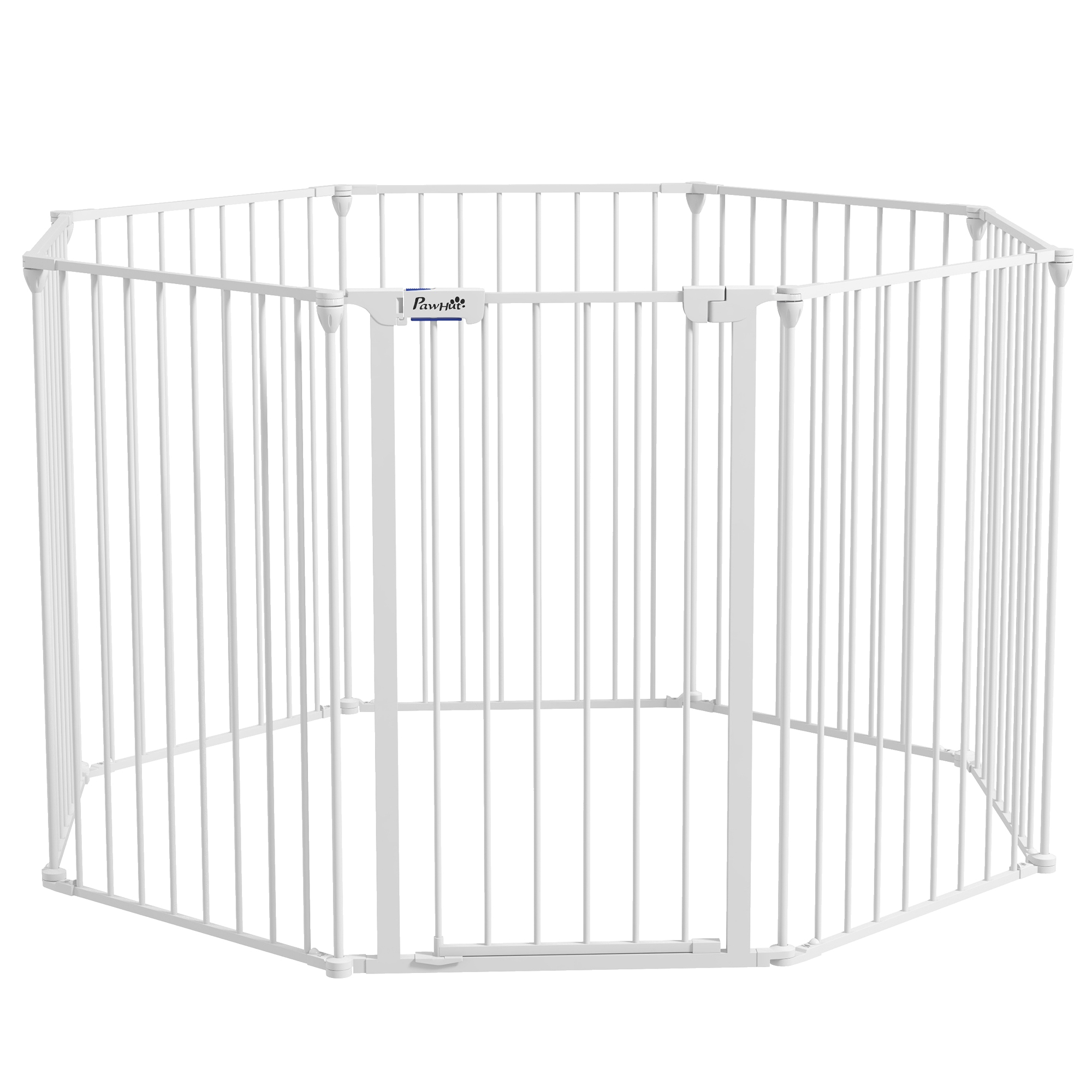 Barrière de sécurité parc enclos chien modulable pliable porte  verrouillable intégrée 8 panneaux acier PP blanc au meilleur prix