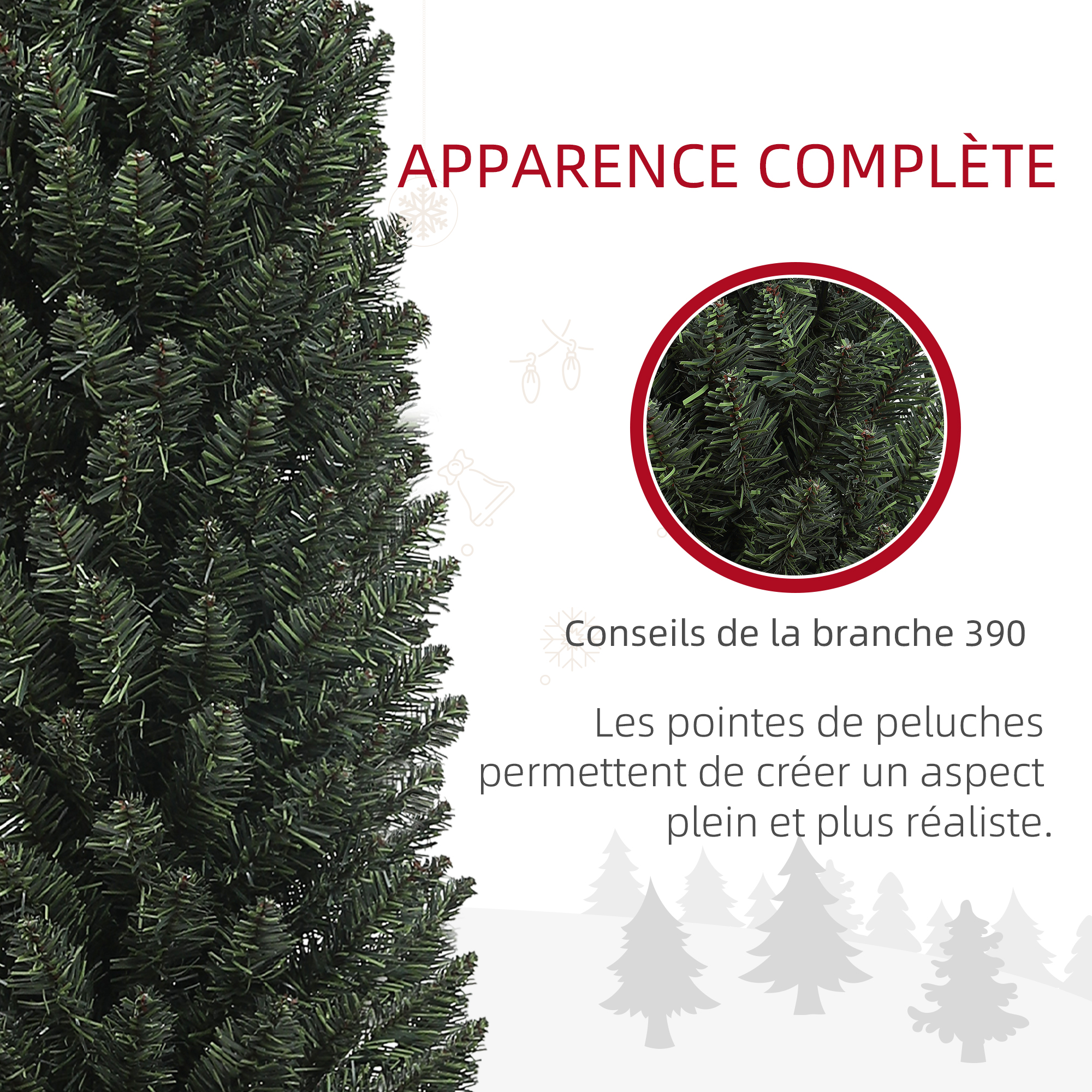 Sapin De Noël Artificiel EXRACING 195 Cm - Plus De 1000 Branches PVC, Déploiement Automatique, Support Métallique Stable - Inclut Ruban Décoratif Et Carte De Vœux