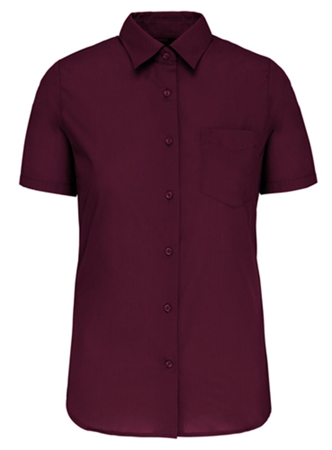 Chemise popeline manches courtes Femme K548 rouge vin au