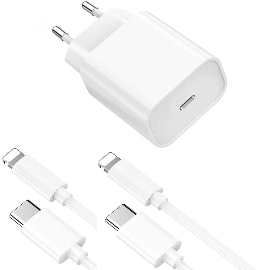 Chargeur Rapide 18W + 2 Cables USB-C Lightning pour iPhone 12 / 12 PRO / 12  PRO MAX / 11 / 11 PRO / 11 PRO MAX / X / XS / XS MAX / XR Little Boutik® au  meilleur prix