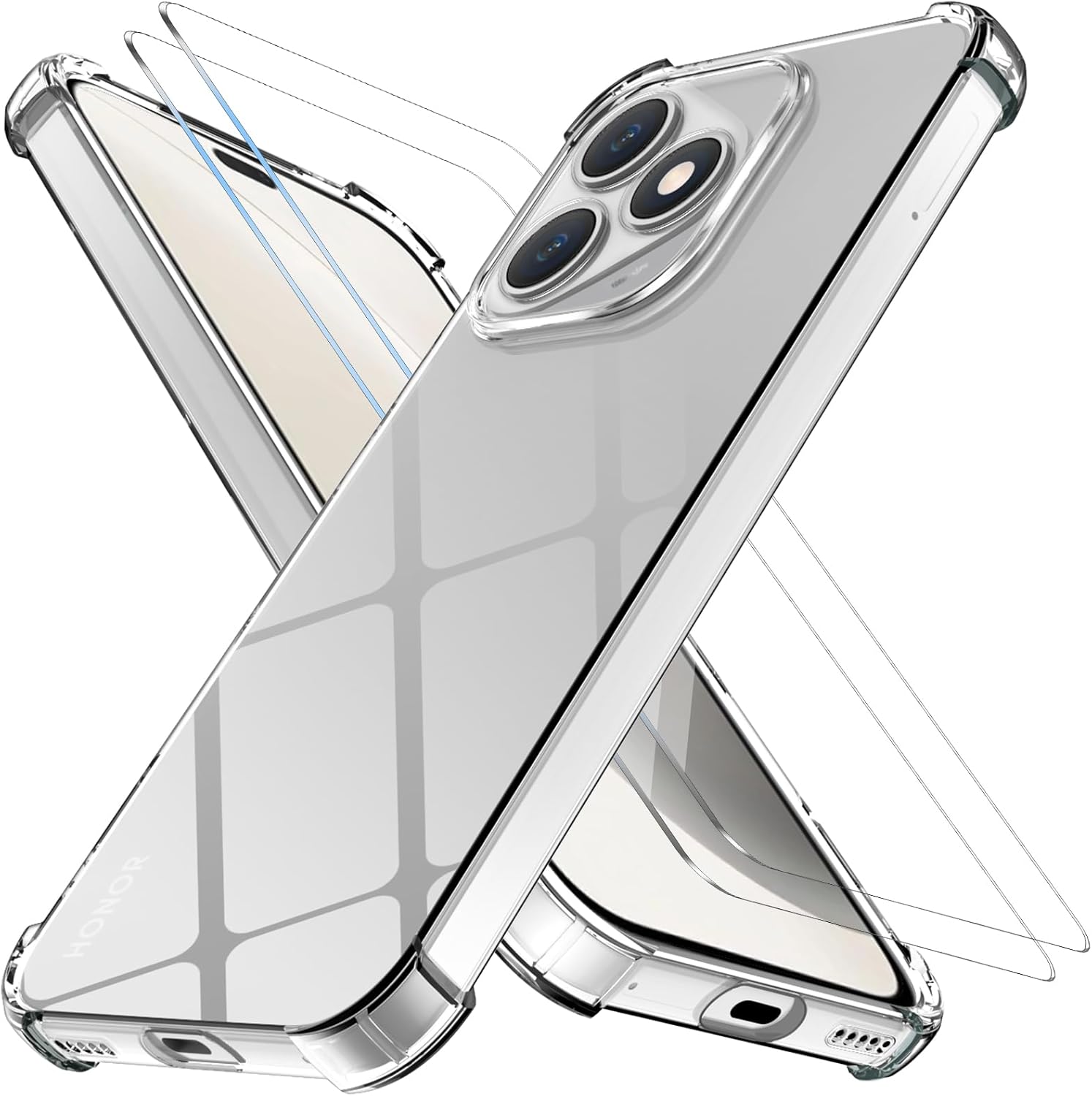 Pack Coque Silicone + 2 Verres Trempés Honor 400 Lite – Transparent, Neuf