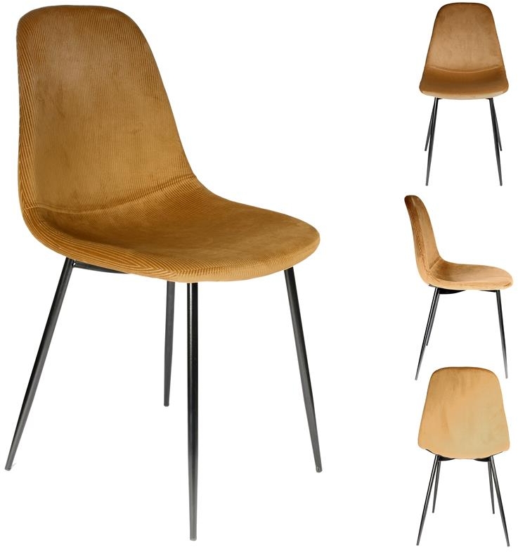 Lot de 2 chaises velours cotele giulia jaune moutarde m4
