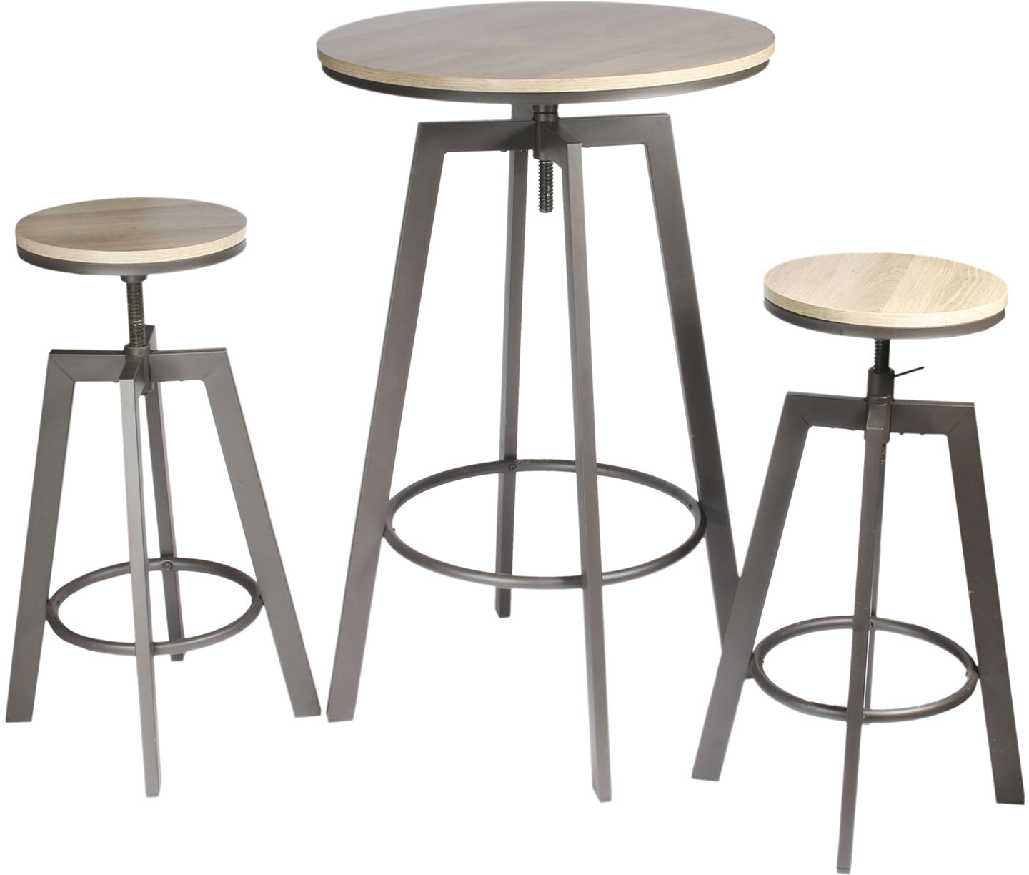 Table haute avec 2 tabourets Design Industriel Aria