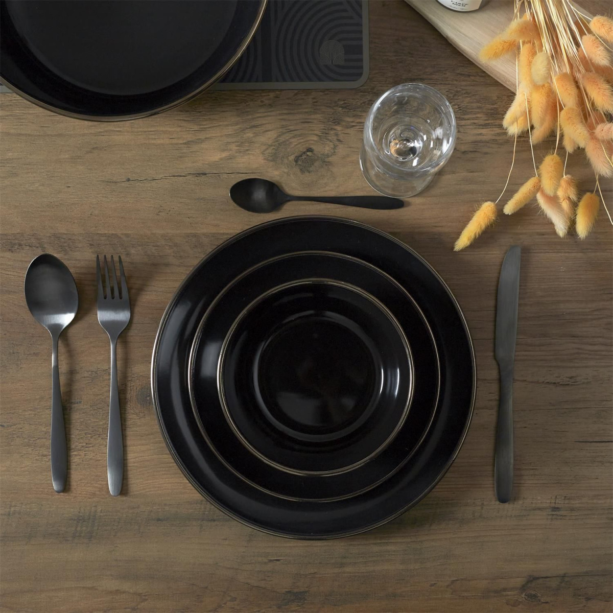 Lot de 6 Assiettes à Dessert Lounge 20cm Noir
