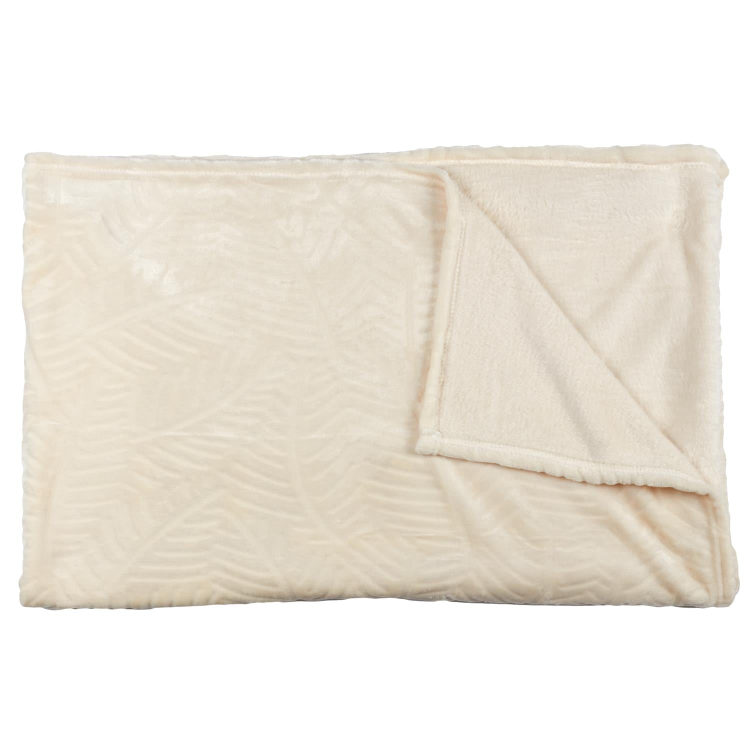 Plaid Flanelle Embossé Crème 150x200cm – Neuf Avec étiquettes, Doux Et Chaud, Marque Stock Destock