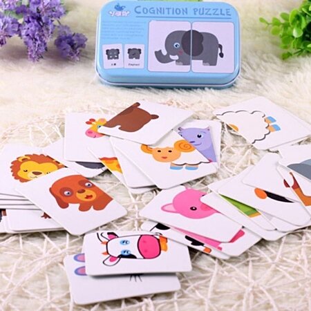 Boîte de jeu de cartes puzzle à assembler animaux jeu Montessori au  meilleur prix