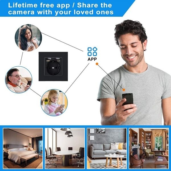 Caméra Espion WiFi TotalCadeau Mini – Prise Murale 1080P + 2 Ports USB 5V 2A, Neuve