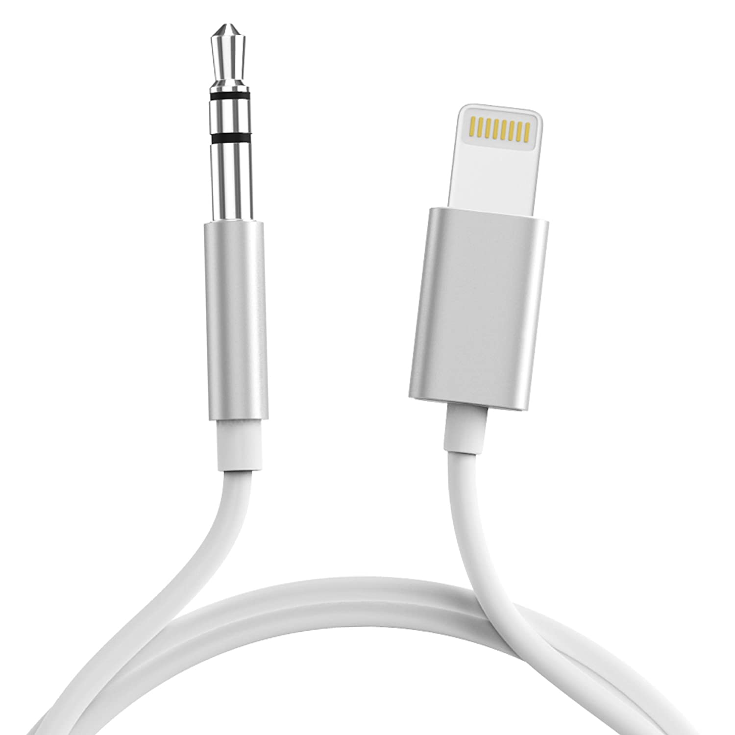 Câble auxiliaire pour Iphone, Lightning To 3.5mm Aux Cable 2 en 1 Audio  Charging Cable Blanc