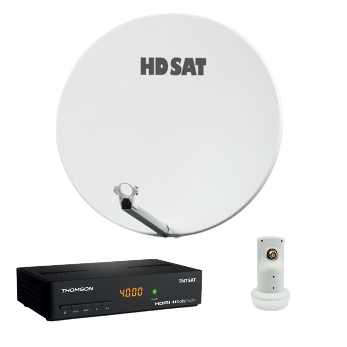 HDSAT Parabola Satellitare In Alluminio 60 Cm – Fissaggio Az/El, LNB Single HD Incluso, Per Astra E EUTELSAT - 2