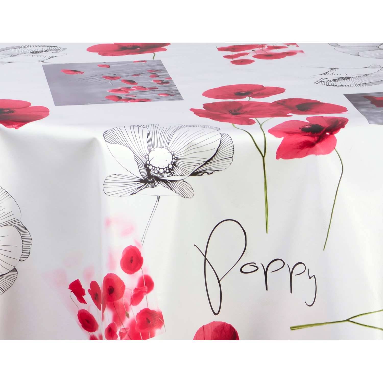 ANRO Nappe en toile cirée - Lavable - Imperméable - Pour table de jardin - 100 x 140 cm - Avec ourlet (bordé) - Motif coquelicots