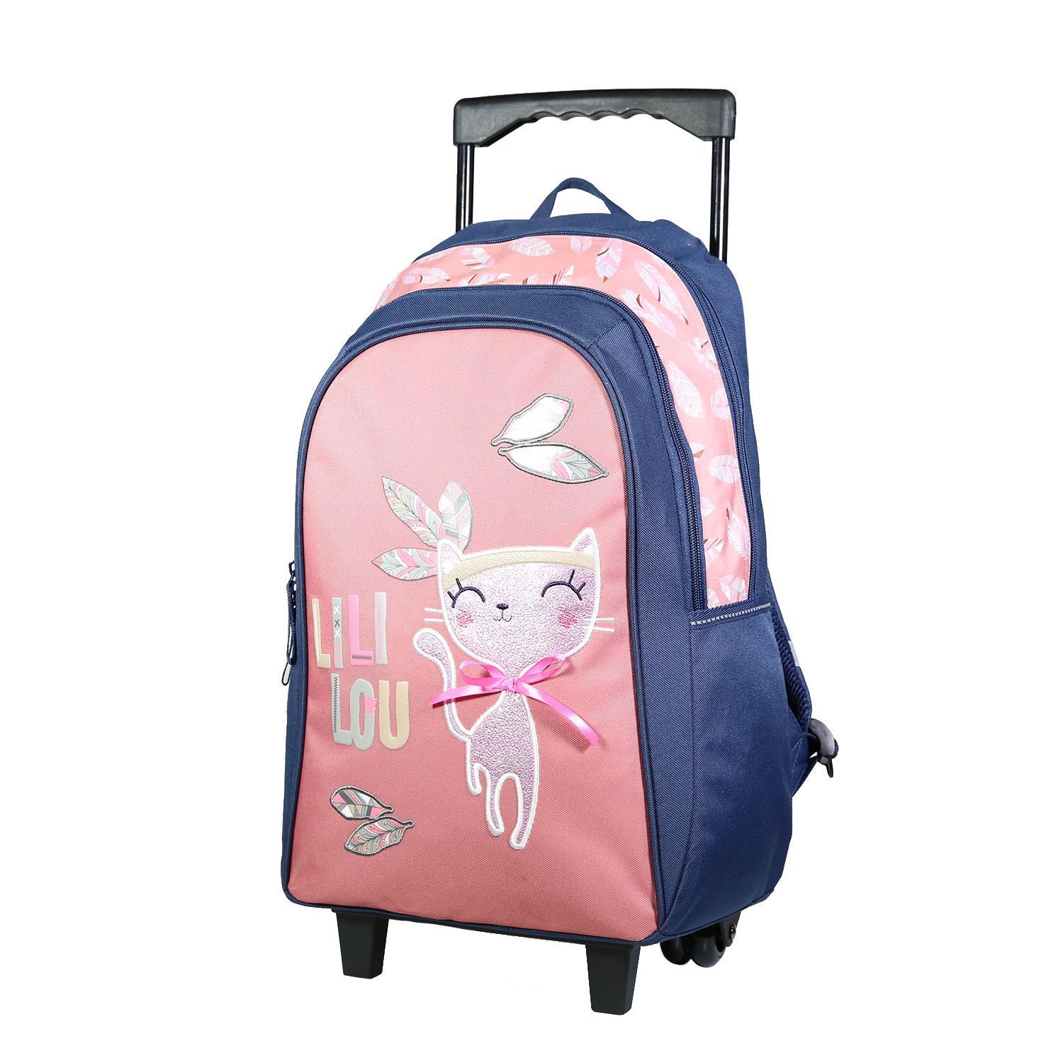 BAGTROTTER Sac dos roulettes Lili Lou Chat Rose au meilleur