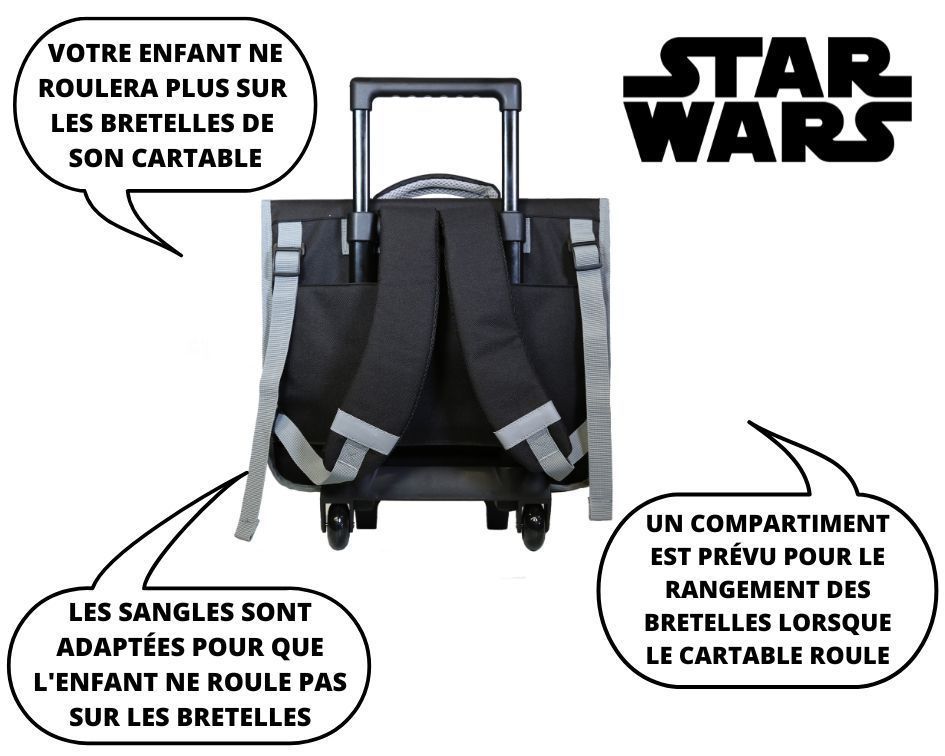BAGTROTTER Cartable à roulettes 38 cm Disney Star Wars Noir