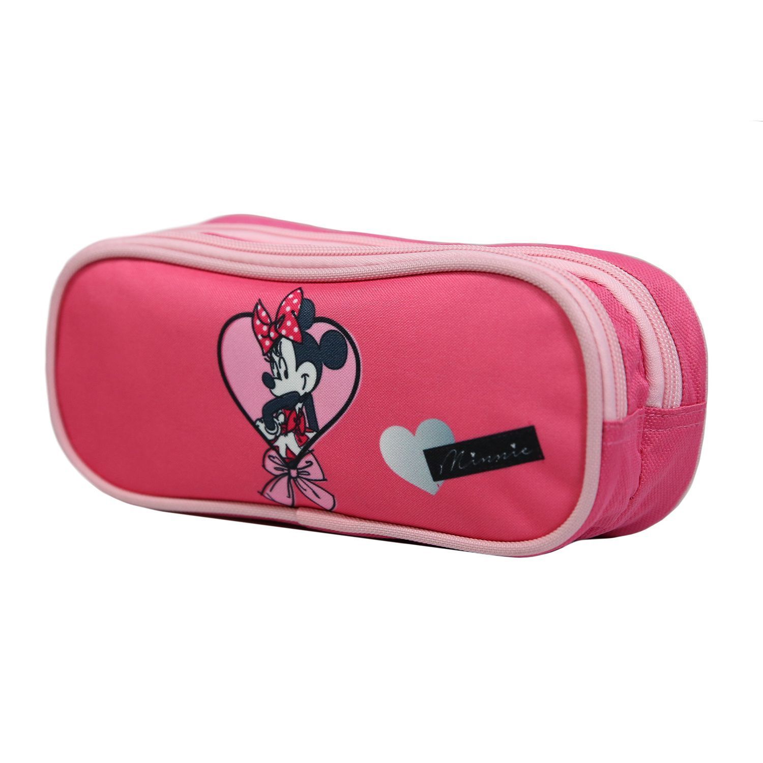 Trousse Scolaire Seven Minnie "M Is For Mouse" - En Polyester Rose, Dimensions 22x9x5,5 Cm, Pour Fille