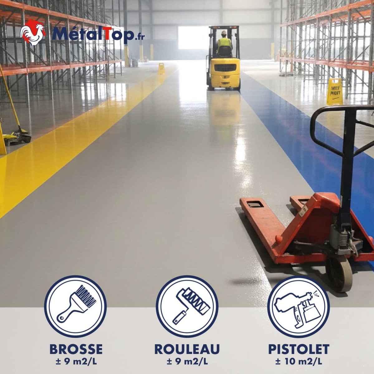 Peinture Sol Industriel - Noir de sécurité - RAL 9004 - 15 L - Métaltop ...