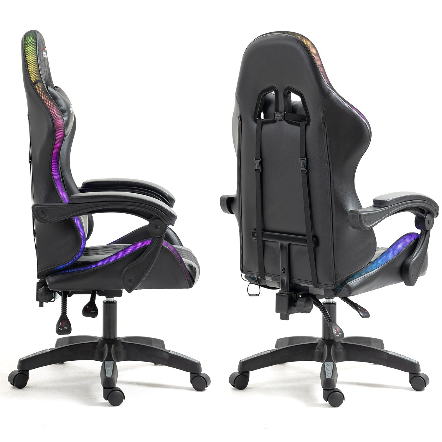 Fauteuil Gaming Amstrad Elite Avec éclairage LED - Noir Et Gris, Dossier Inclinable - 3