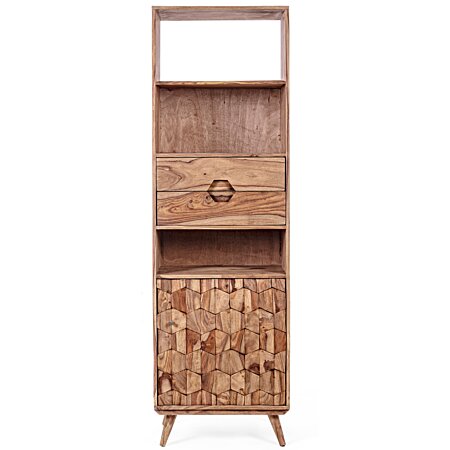 Colonne de rangement en bois 2 portes 1 tiroir style industriel - Kingdom  H195