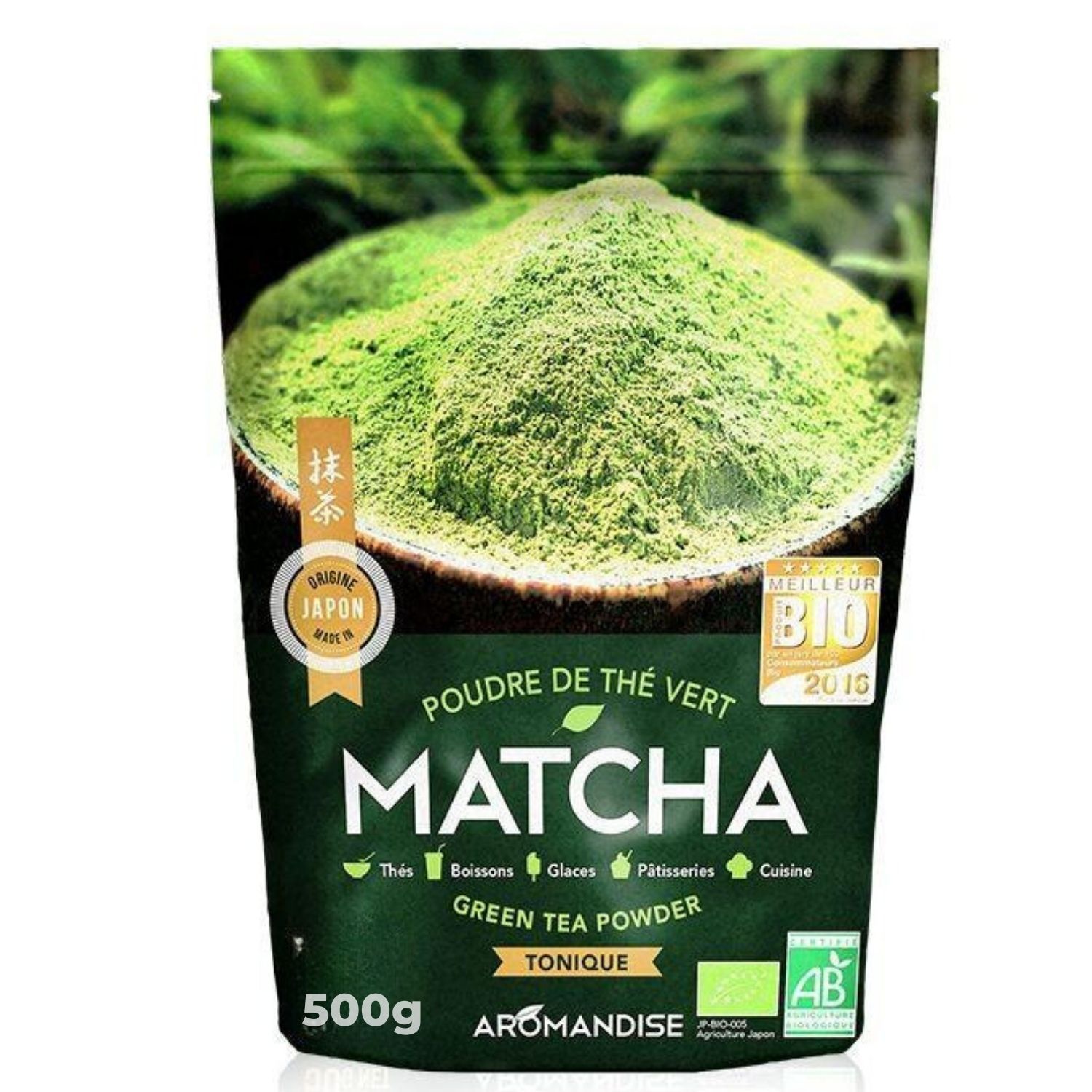 Poudre de thé vert bio japonais Matcha 500 g au meilleur prix