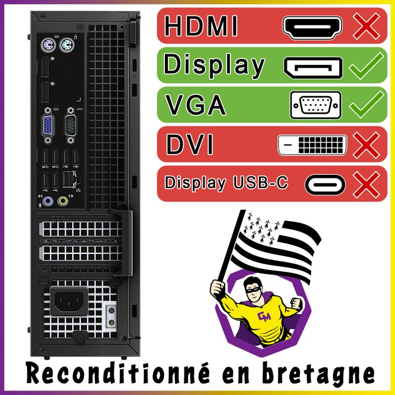PC Tour Dell T1650 MT Ecran 27 Intel i3-3220 RAM 8Go SSD 480Go Windows 10 Wifi
