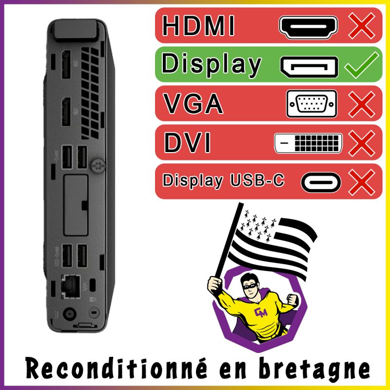 PC HP EliteDesk 800 G3 SFF Reconditionné – Intel G4400, 8Go RAM, SSD 2To, Windows 11, Wifi