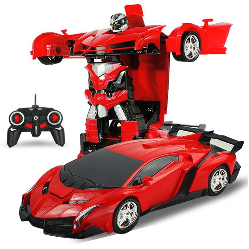 Generic Voiture Transformers robot avec batterie rechargeable RC, cadeau  +6ans Rouge à prix pas cher