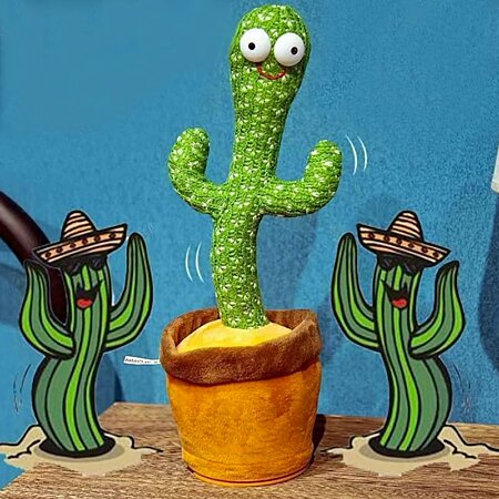 Cactus Qui Danse et Répète Francais,Le Cactus Qui Parle et Qui Danse,Talking  Cactus Peluche Musical Bebe,Jouet Cactus Qui Repete