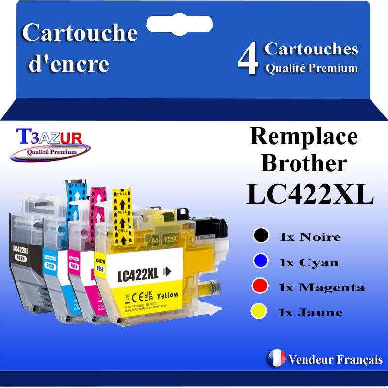Cartouche Brother LC422 XL Compatible - Jaune, Cyan, Noir - Pour Imprimantes MFC-J5340DW, MFC-J5345DW