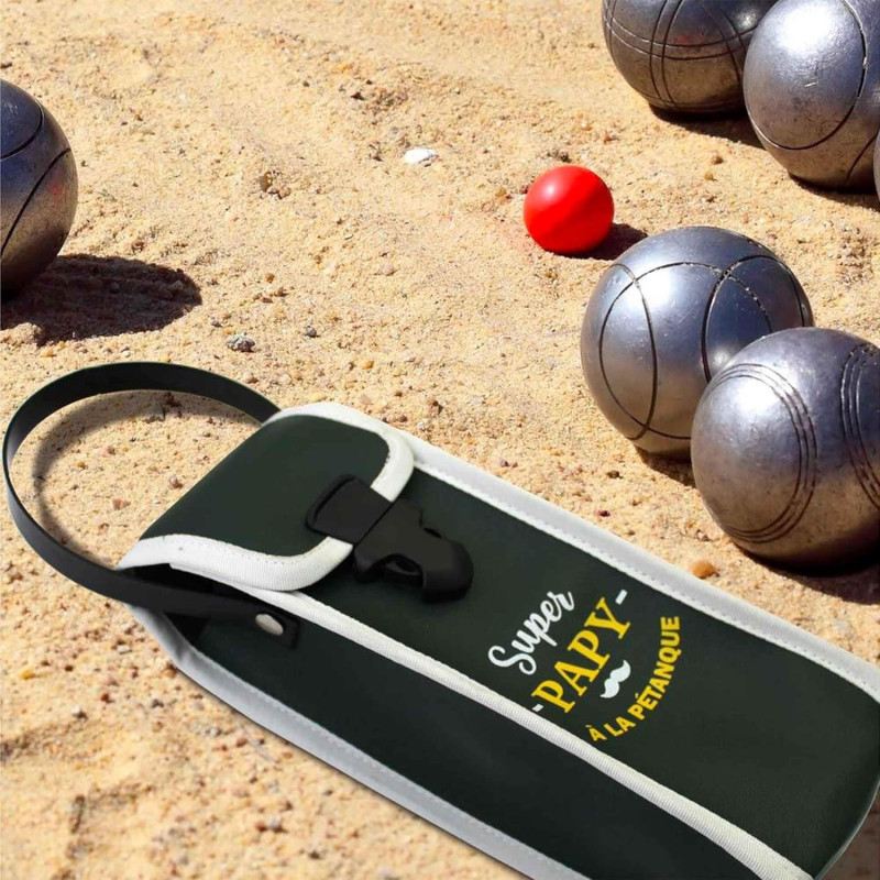 Etui Pochette pour boules de pétanque Super papy Idée cadeau