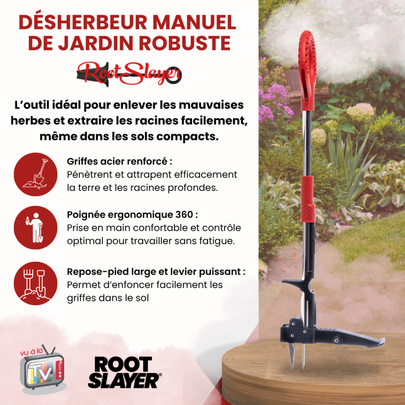 Extracteur De Mauvaises Herbes Manuel à Long Manche - 4 Griffes Acier, Télescopique 99-117 Cm | Avec Gants