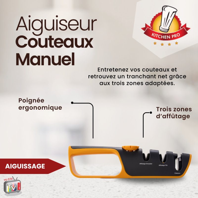 Aiguiseur De Couteaux 4 En 1 - 3 étapes D'affûtage + Aiguiseur Ciseaux - Angle Réglable 6 Positions - Pierre Diamant/céramique - 2