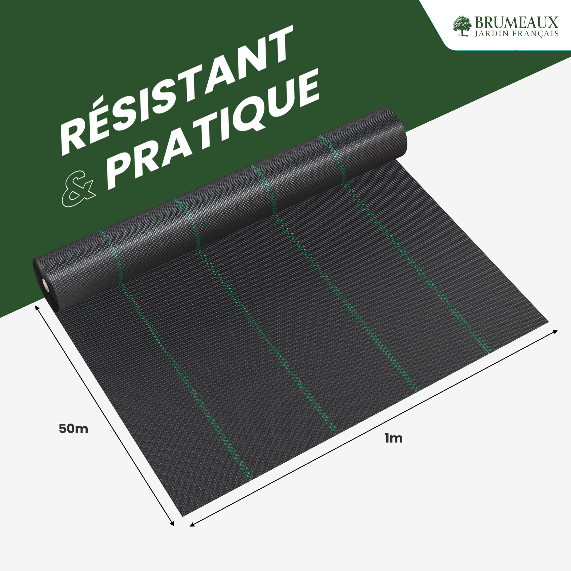 Toile Anti-mauvaises Herbes GroundMaster 5x10 M - 100 G/m², Perméable, Pour Jardin Et Allées | Ultra Résistante