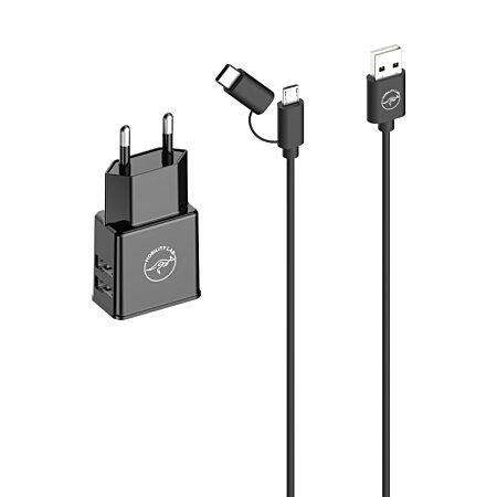 Chargeur mural USB double - 5 V - 1 A et 2.1 A - Blanc