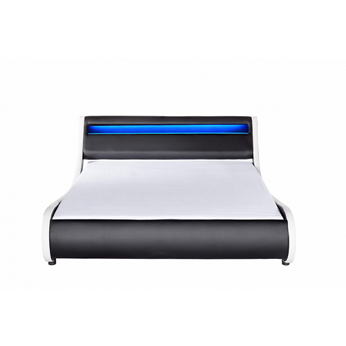 Cadre de lit avec tête de lit LED en PU noir 160x200 JUPITER