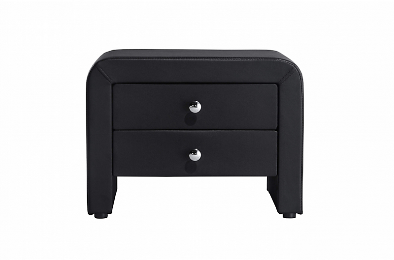 Table de chevet 2 tiroirs en PU noir DREAM