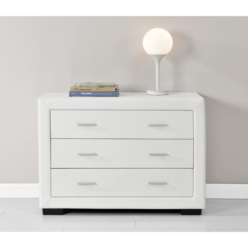 Commode 3 tiroirs en PU blanc DREAM