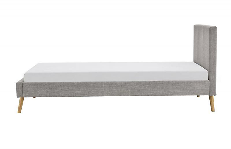Cadre de lit  en tissu gris clair 90x190 avec sommier INES