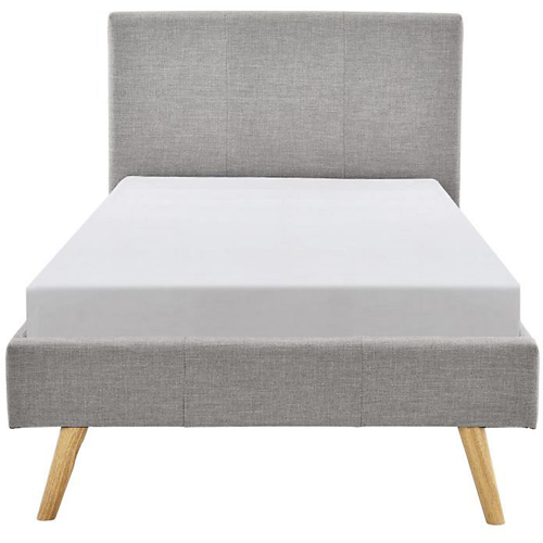 Cadre de lit  en tissu gris clair 90x190 avec sommier INES