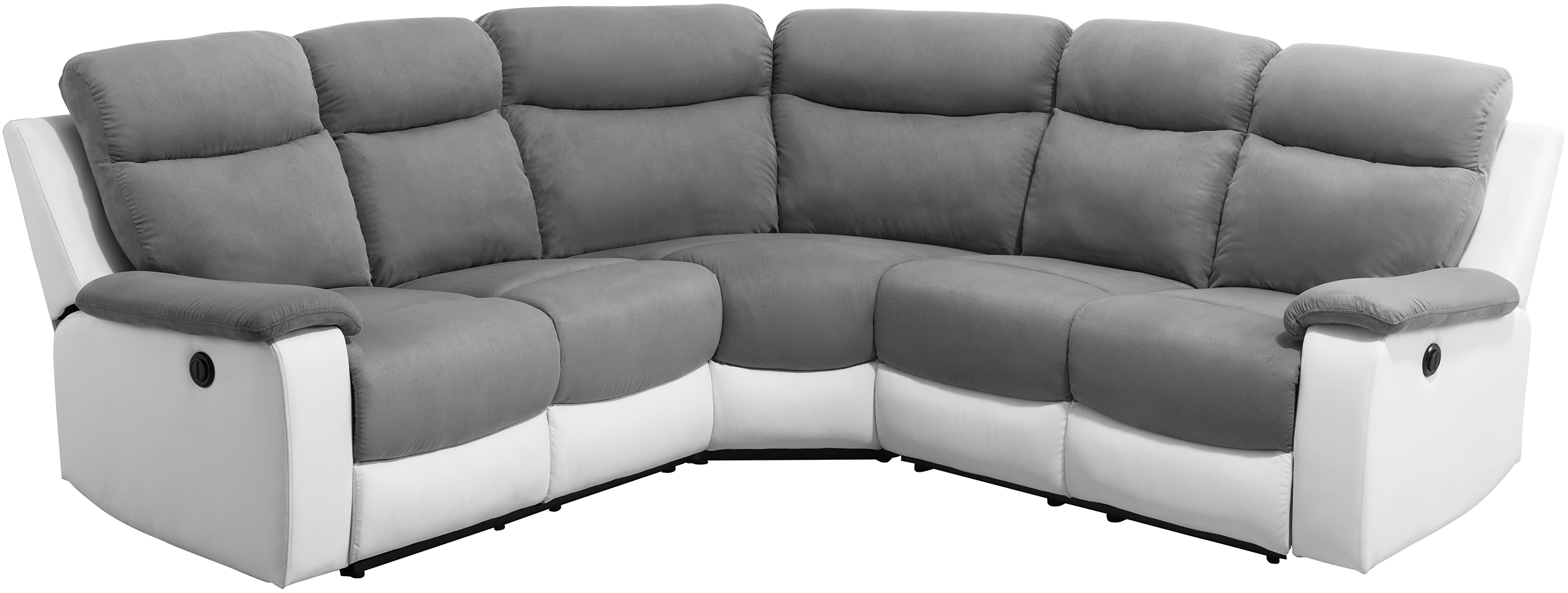 Canapé de relaxation électrique panoramique 6 places en microfibre et simili - Blanc/gris