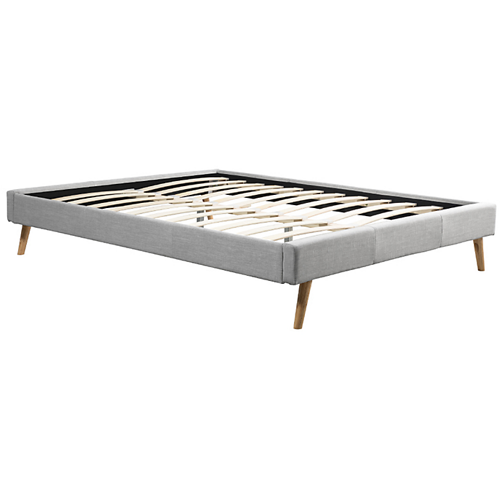 Cadre de lit EMMA avec sommier à lattes 140 x 190 cm gris clair