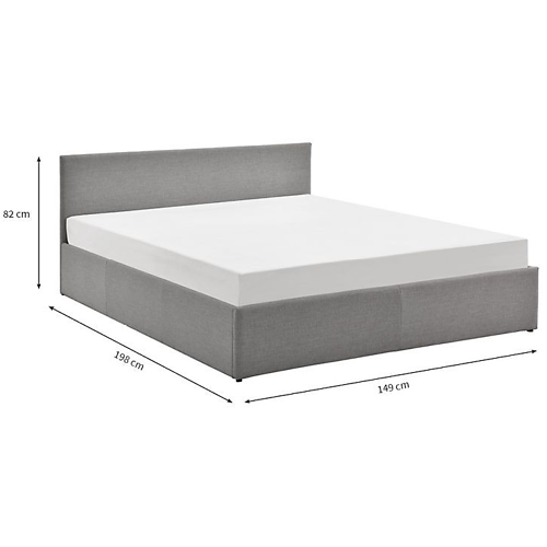 Cadre de lit coffre avec tête de lit en tissu gris 140x190 IZY