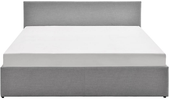 Cadre de lit coffre avec tête de lit en tissu gris clair 160x200  IZY