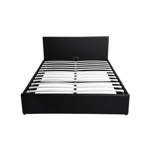 Cadre de lit coffre avec tête de lit en PU noir 140x190  IZY