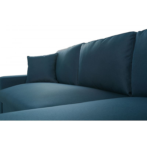 Canapé d'angle scandinave réversible convertible avec coffre en tissu bleu pétrole OLGA
