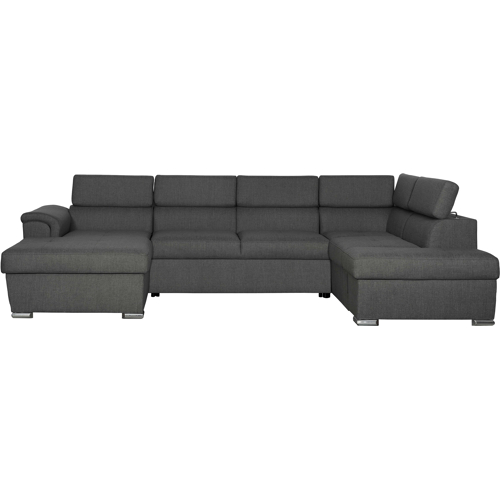 Canapé panoramique convertible avec 2 coffres en tissu - Gris foncé