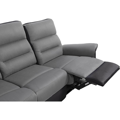 Canapé de relaxation manuel 3 places en PU noir et microfibre grise KING