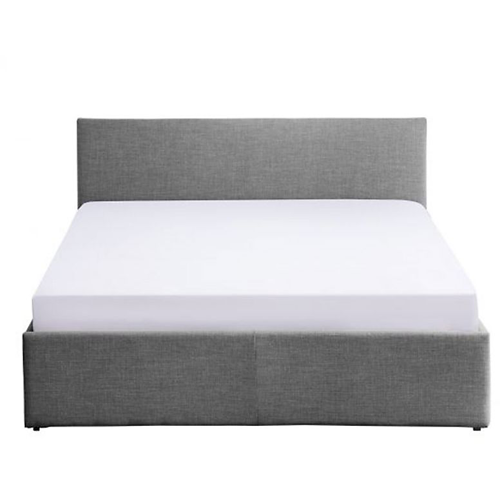 Cadre de lit avec sommier relevable et tête de lit en tissu gris foncé 140x190 IZY