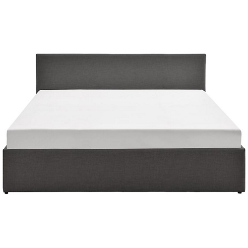 Cadre de lit avec sommier relevable et tête de lit en tissu gris foncé 160x200 IZY