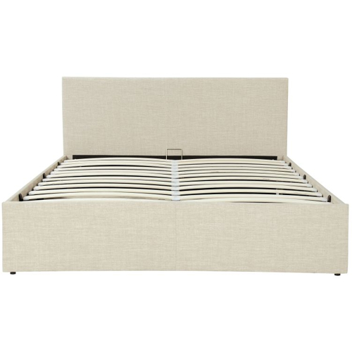Cadre de lit avec sommier relevable et tête de lit en tissu beige naturel 160x200 IZY