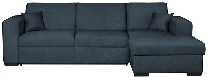 Canapé d'angle droit convertible avec coffre tissu bleu BAHAMAS